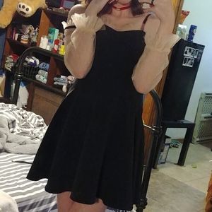 Cute sheer sleeve open-shoulder dress